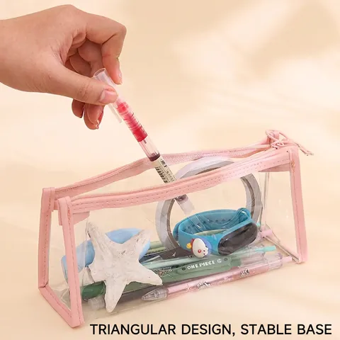 Transparent PVC Pencil Case Large Capacity Waterproof Stationery Storage Bag With Zipper For Students Examination Desk Organizer