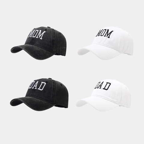 Washed Cotton Baseball Cap Embroidered DAD MOM Letter Retro Vintage Distressed Adjustable Sun Hat For Men Women Casual