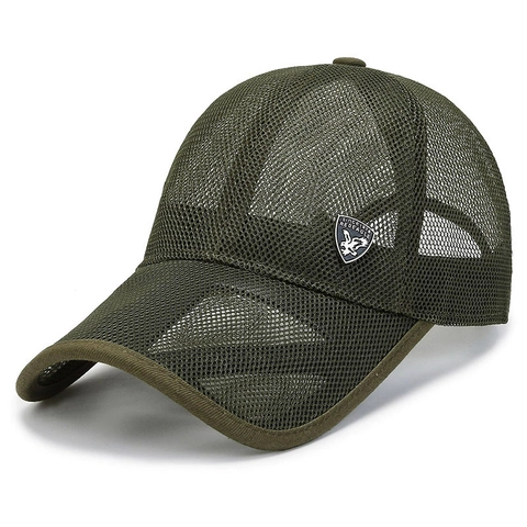 Mesh Baseball Kappe Atmungsaktiv Sonnenschutz Sommer Outdoor Sport Verstellbarer Hut Mit Metallabzeichen Für Herren Damen