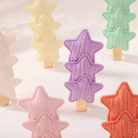 Handgemaakte Kinder Macaron Ster Haarspelden Zoete Polyester Ster Haarnadelen Voor Meisjes Dagelijkse Mode Haaraccessoires