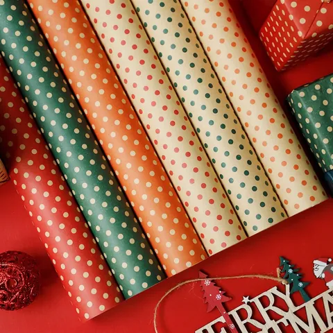 Polka Dot Kraft Wrapping Paper Waterproof Christmas Gift Bouquet DIY Packing Materials Double Sided Decorative