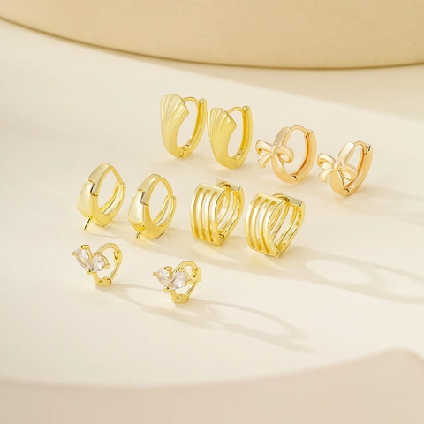 Minimalist Alloy Rhinestone Earring Clips Findings DIY Jewelry Making Materials Metallic Geometric Gold Silver Plated Accessories