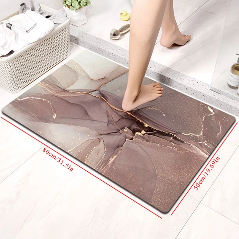 Tappetino Bagno Terra Di Diatomee Assorbente Antiscivolo Asciugatura Rapida Texture Marmo Moderno Lusso Per Bagno Cucina Ingresso