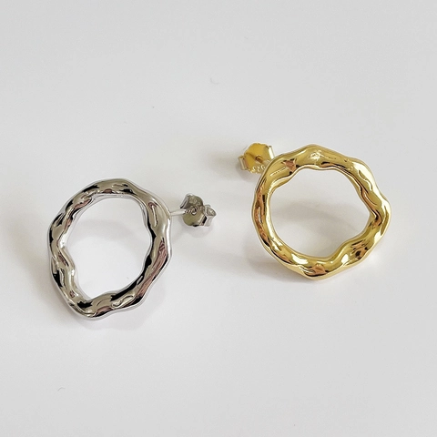 Orecchini A Lobo Con Texture Lavica Irregolare Argento Sterling 925 Minimalista Organico Geometrico Gioielli Donna