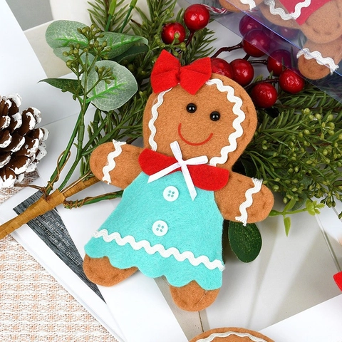Χριστουγεννιάτικα Κρεμαστά Στολίδια Gingerbread Man Τσόχινο Ύφασμα Εορταστική Διακόσμηση Δέντρου Διακόσμηση Πάρτι Χαριτωμένο Μενταγιόν Κούκλας