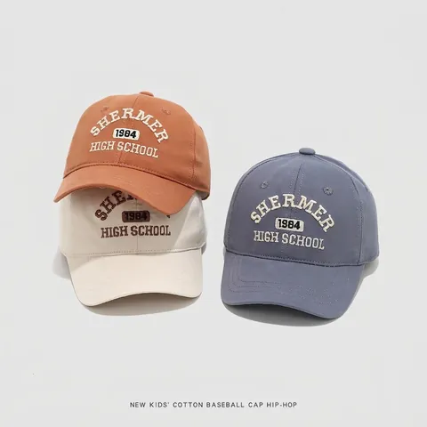 Cappello Da Baseball Per Bambini Cotone Ricamato Lettera Retro Stile High School Berretto Da Sole Regolabile All'aperto