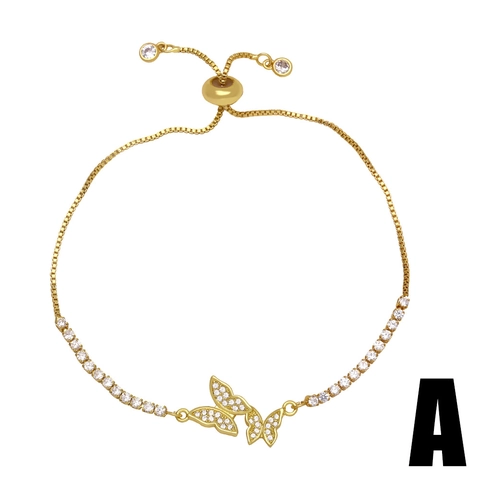 Zirkoon Vlinder Libel Armband Koper Verguld Verstelbare Schuifketting Trendy Minimalistische Sieraden Voor Vrouwen