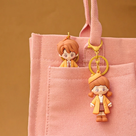 Style Coréen Mignon Couple Dessin Animé PVC Portes-clés Mode Pendentif de Sac Porte-clés de Couple Cadeaux Pour Amoureux Étudiants