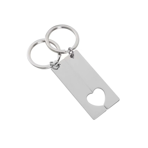Stainless Steel Heart Puzzle Couple Keychain Mirror Polished Long Bar Bottle Opener Romantic Gift For Lovers