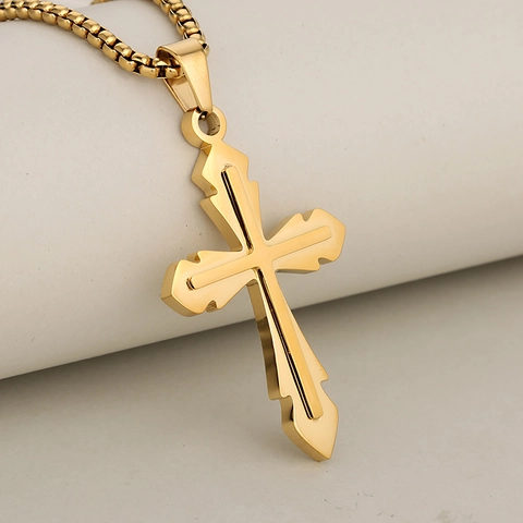Edelstahl Kreuz Anhänger Halskette Für Herren Damen Religiöses Kruzifix Hip Hop Retro Mode Schmuck