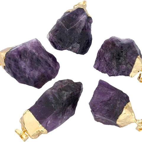 Collier Pendentif En Pierre De Cristal Brut Naturel Irrégulier Guérison Quartz Gemme Brute Capuchon Plqué Or Bijoux