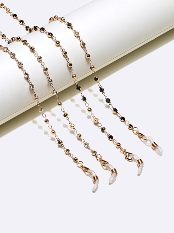 Glasses Chain Eyewear Lanyard Copper With Rhinestones Anti-Slip Sunglasses Strap Neck Cord For Women Elegant Golden