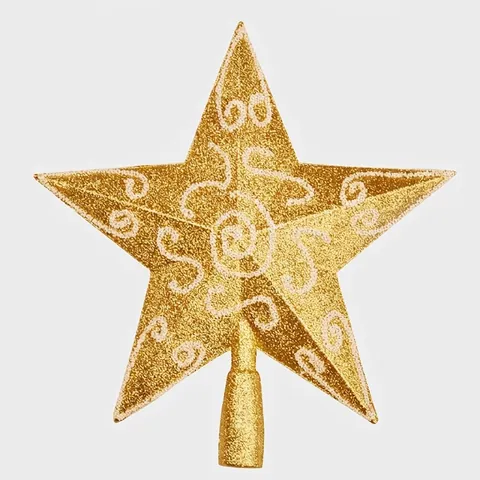 Christmas Tree Topper Star Glitter Hollow PVC Plastic Star Shape Large Ornament Holiday Festival Decoration Home Office