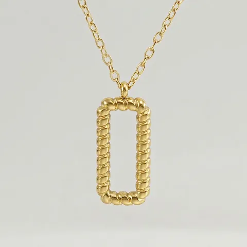 Collana Con Ciondolo Rettangolare Intrecciato In Acciaio Inossidabile Placcato Oro Gioielli Geometrici Minimalisti Per Donna