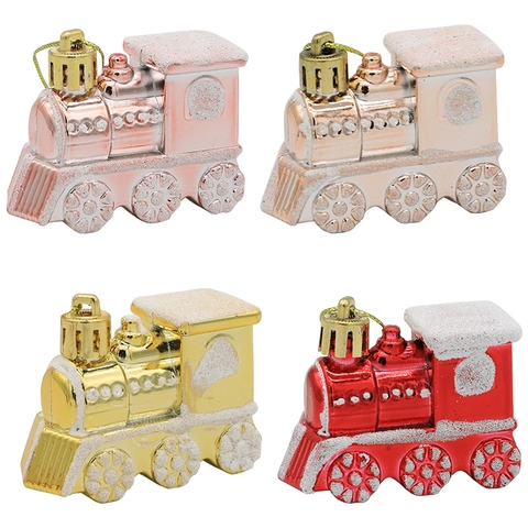 Ornements Suspendus De Train De Noël Locomotive En Plastique À Paillettes Décorations D'arbre De Fêtes Pendentifs Décoratifs