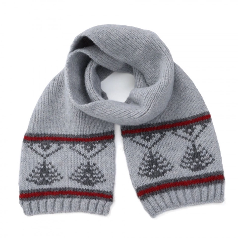 Winter Thick Warm Knit Beanie Hat And Scarf Fair Isle Christmas Tree Pattern With Pom Pom For Women