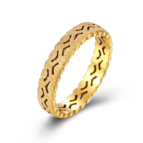 Elegante Anello a Fascia Smerigliato Cavo in Acciaio Inossidabile per Donna Trama di Sabbia Perla Anello da Dito Impilabile Accessori Gioielli di Moda
