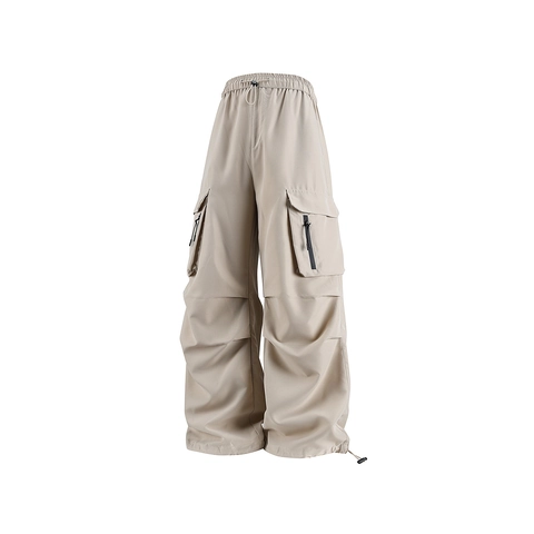 Pantaloni Cargo Uomo Poliestere Techwear Tasche Multiple Coulisse Vita Polsini Regolabili Streetwear Retro Gamba Larga