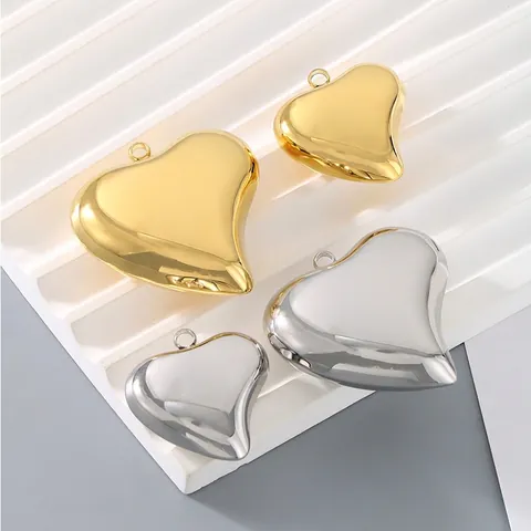 Colgante Corazón Hueco 3D Acero Inoxidable Pulido Espejo Dije Para DIY Creación De Joyas Collar Romántico Minimalista