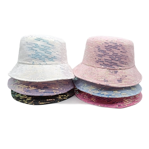 Chapeau Bob À Paillettes Brillant Femme Protection Solaire Respirant Réversible Été Extérieur Plage Fête Mode