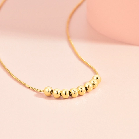 Minimalistisch Kupfer Doppellagig Rundperlen Halskette Für Damen Vergoldet Box-Kette Geometrisch Schlüsselbein Kette Schmuck