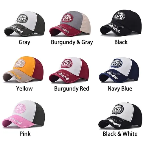 Casquette De Baseball Retro En Coton Homme Femme Patchwork Color Block Vieilli Protection Solaire Respirant Streetwear
