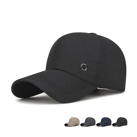 Men Baseball Cap Polyester Sun Protection Adjustable Metal Letter Logo Casual Business Outdoor Hat