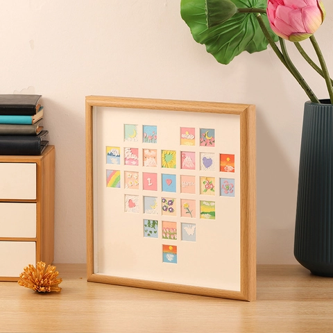 Marco De Fotos Madera Moderno Forma Corazón Rejilla Múltiple Para Arte DIY Pintura Al Óleo Decoración Escritorio