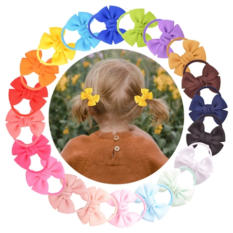 Kids Bow Hair Ties Grosgrain Ribbon Elastic Hair Ropes Candy Colors Sweet Hair Accessories For Toddler Girls