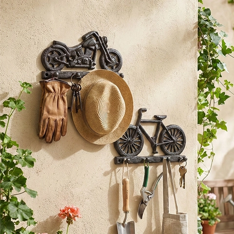 Ganci Da Parete Vintage In Ghisa Forma Moto Bicicletta Appendiabiti Decorativo In Metallo Per Ingresso Garage Industriale