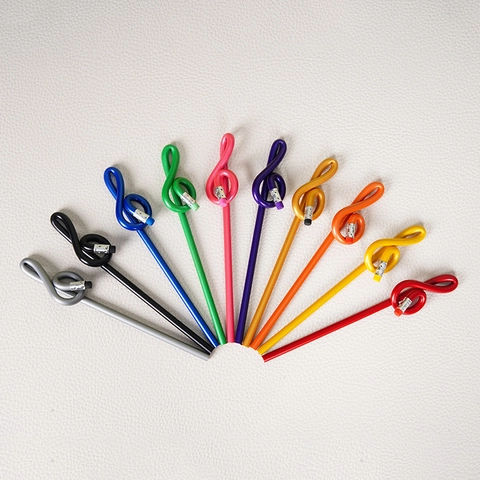 Flexible Pencils Music Note Shaped Treble Clef Novelty Stationery With Eraser Colorful Writing Drawing For Students