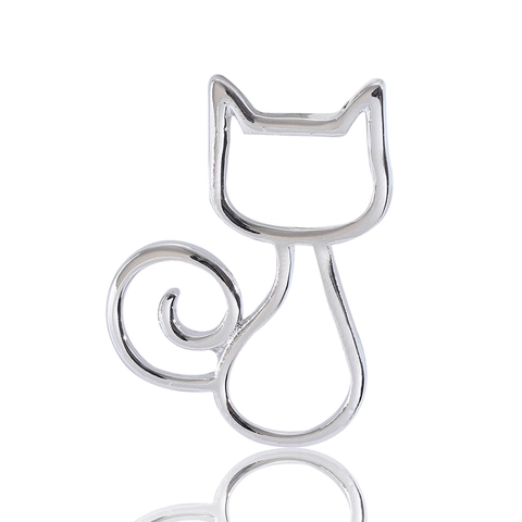 Cute Hollow Cat Alloy Brooch For Women Gold Silver Plated Animal Cat Pin Rhinestone Inlaid Fashion Jewelry Accessories