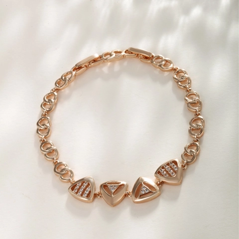 Pulsera de Aleación de Zinc con Diamantes de Imitación para Mujer Colgante de Triángulo Geométrico Cadena de Círculos Joyería
