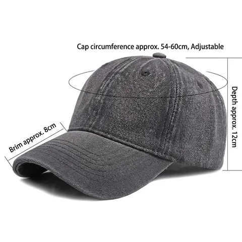 Washed Denim Baseball Cap Vintage Distressed Cotton Adjustable Sun Protection Plain Retro Dad Hat For Men Women