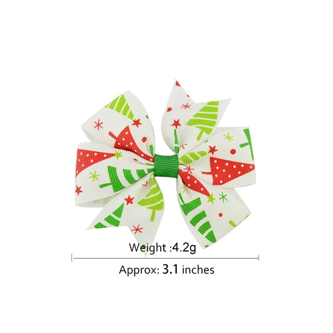 Barrettes à Cheveux Nœuds Noël en Gros-Grain pour Filles Motif Flocon de Neige Père Noël Renne Accessoires de Coiffure Fête