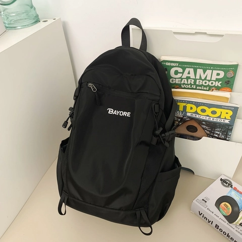 Unisex Nylon Backpack Large Capacity Water Resistant Utility Style School Travel Casual Outdoor Letter Print