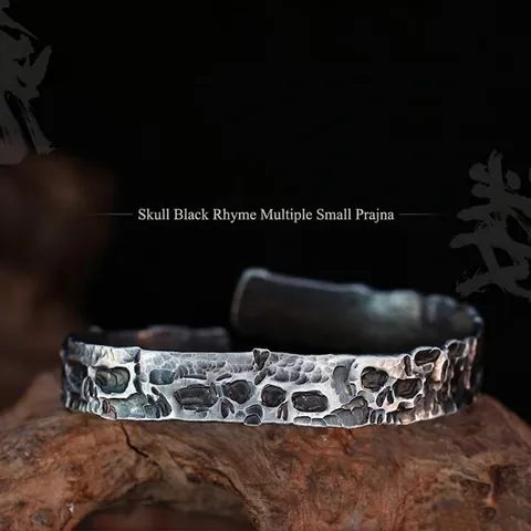 Retro Verweerde Metalen Open Manchet Armband Mannen Punk Gotische Geoxideerd Bangle Mobius Wijnstok Getextureerde