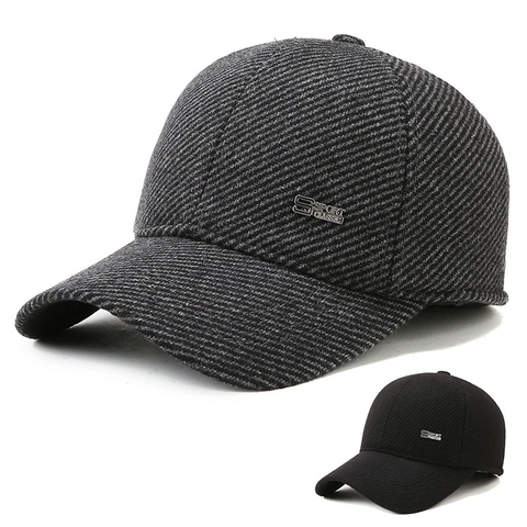 Cappello Da Baseball Invernale Da Uomo In Lana Di Twill Spessa Con Paraorecchie Calda Fodera In Pile Antivento Regolabile