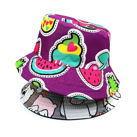 Chapeau Bob Polyester Protection Solaire Réversible Motif Dessin Animé Ours Glace Imprimé Décontracté Pour Femmes Hommes
