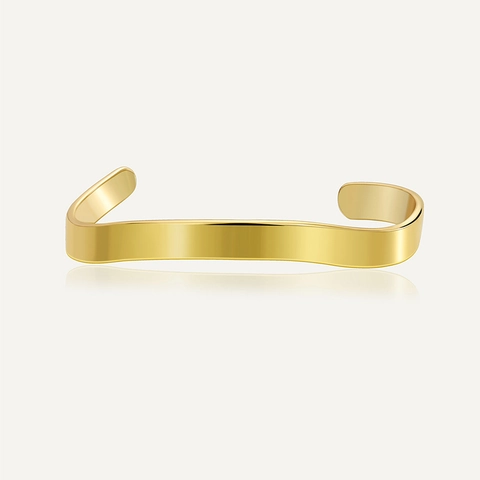 Bracciale Rigido in Ottone Placcato Oro Irregolare Minimalista per Donna Bracciale Aperto Geometrico Lucido Gioielli Moda