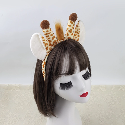 Giraffe Animal Costume Headband Ears Horns Bowtie Tail Tutu Skirt Gloves Face Stickers Plush Cosplay Halloween Party Dress Up