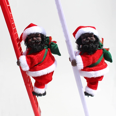 Babbo Natale Arrampicatore Elettrico Su Scala Musica Bambola Peluche Ornamento Appeso Albero Di Natale Decorazione Casa Giocattolo