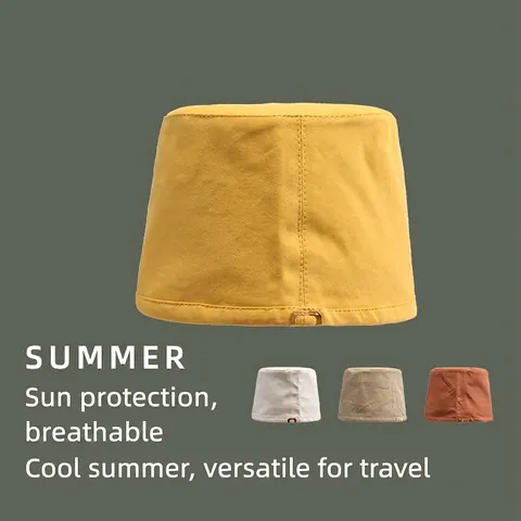 Women's Casual Canvas Bucket Hat Summer Sun Protection Breathable Embroidery Letter Square D Logo Fisherman Hat Vintage Sun Hat