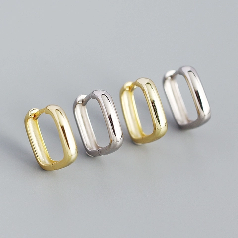 Lussuosi Orecchini a Cerchio Quadrati in Argento Sterling 925 per Donna Geometrici Rettangolari Oro Argento Placcati Gioielli