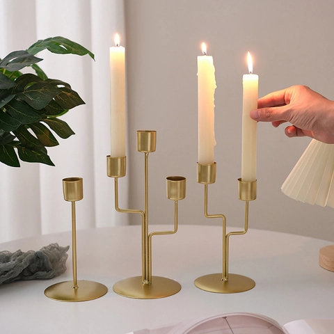 Metal Iron Art Candle Holder Decorative Candlestick For Wedding Dinner Party Table Centerpiece Modern Nordic Style Gold Black