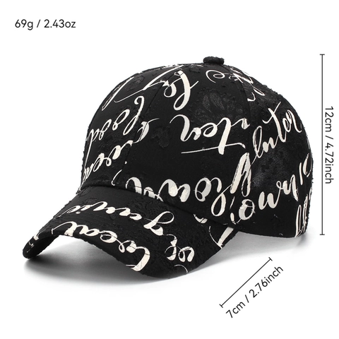 Vintage Distressed Baseball Cap Full Letter Print Streetwear Adjustable Sun Hat For Men Women Polyester