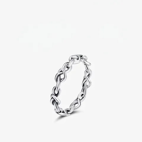 925 Sterling Silber Ring Damen Herzform Unendlich Knot Minimalistischer Schmuck Verstellbares Fingerband