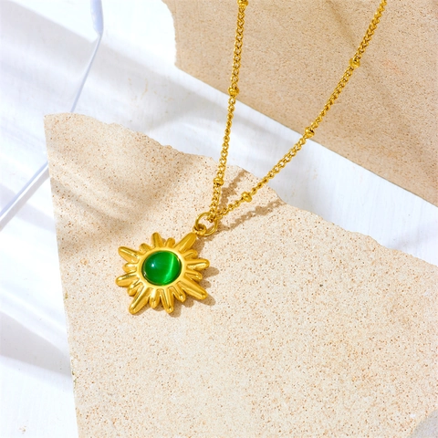 Collana In Acciaio Inossidabile Oro Con Pendente Stella In Malachite Gioielli Di Lusso Vintage Per Donna