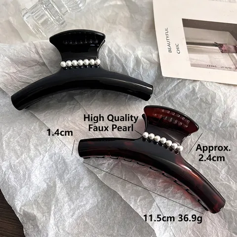 Grande Pinza Per Capelli In Resina Plastica Decorazione Künstliche Perle Sintetiche Tartarugata Antiscivolo Stile Coreano Per Donne