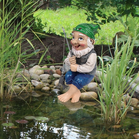 Grappige Hars Kabouter Standbeelden Vissende Oude Man Tuindecoratie Beeldje Desktop Ornament Sculptuur